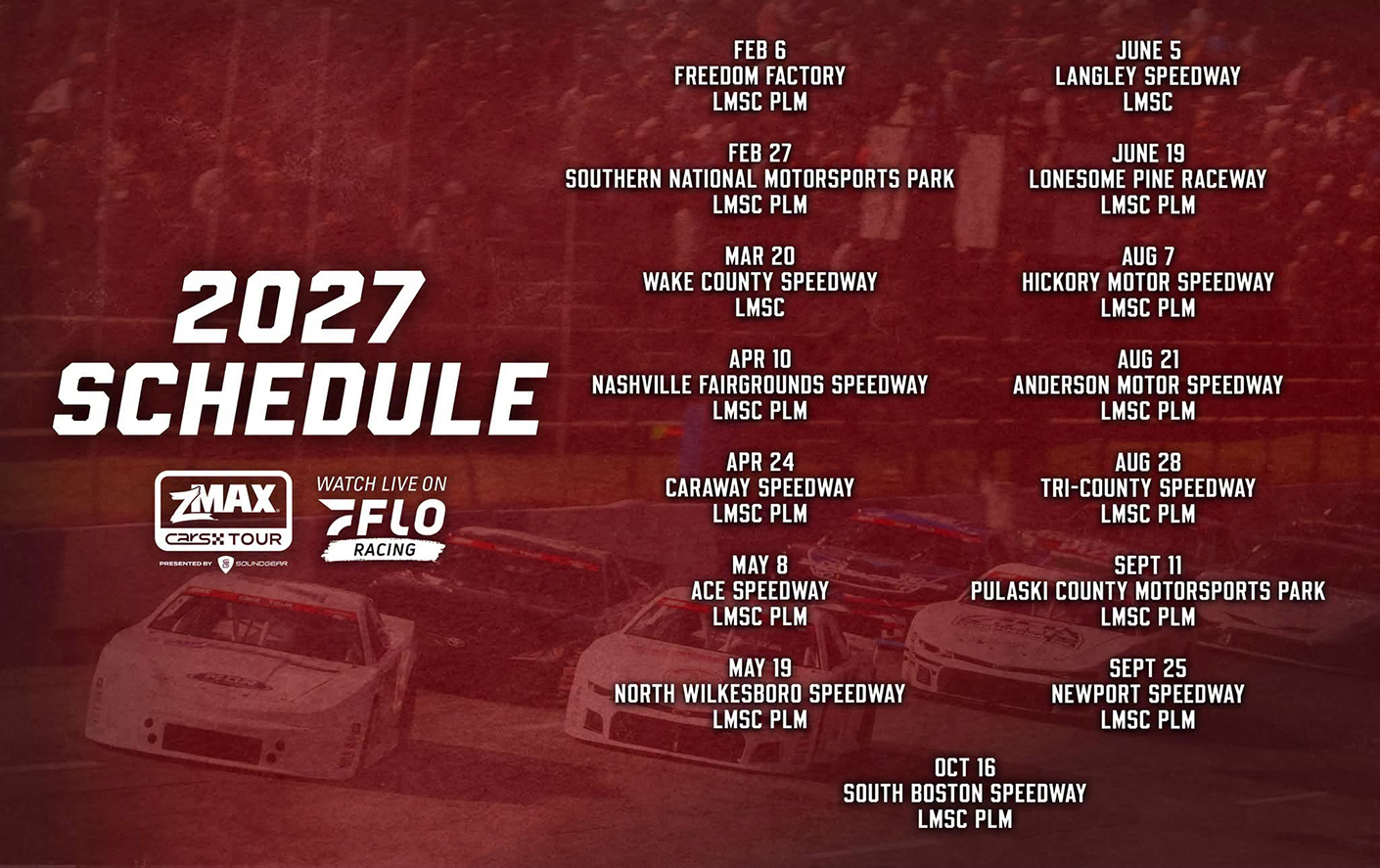 CARS Tour 2027 Schedule.