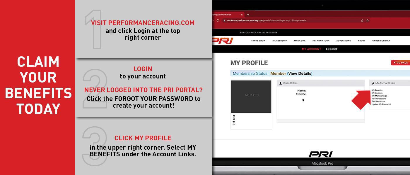 PRI Member Benefits portal login page