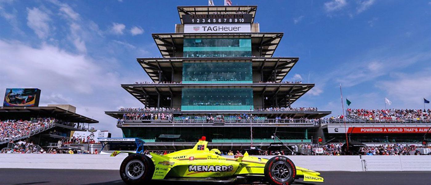 Indianapolis Motor Speedway Yard of Bricks and 2019 Indy 500 winner Simon Pagenaud. Photo by Joe Skibinski, courtesy of IMS.