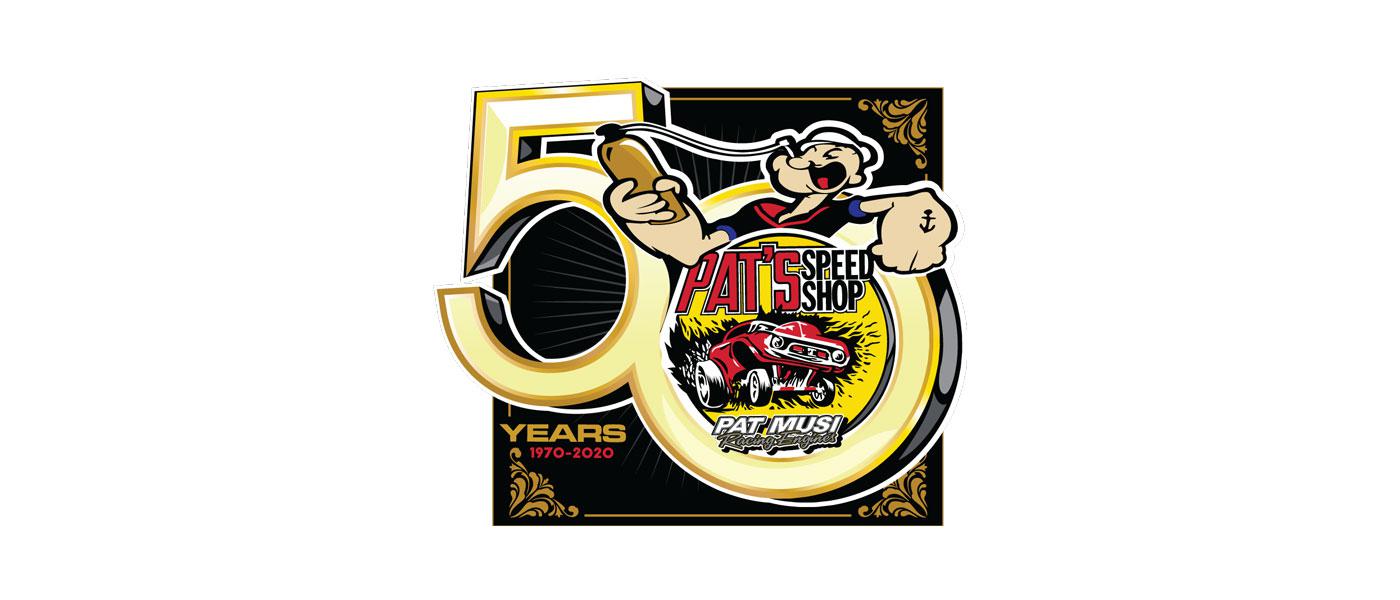 Pat Musi Racing Engines 50th anniversary logo