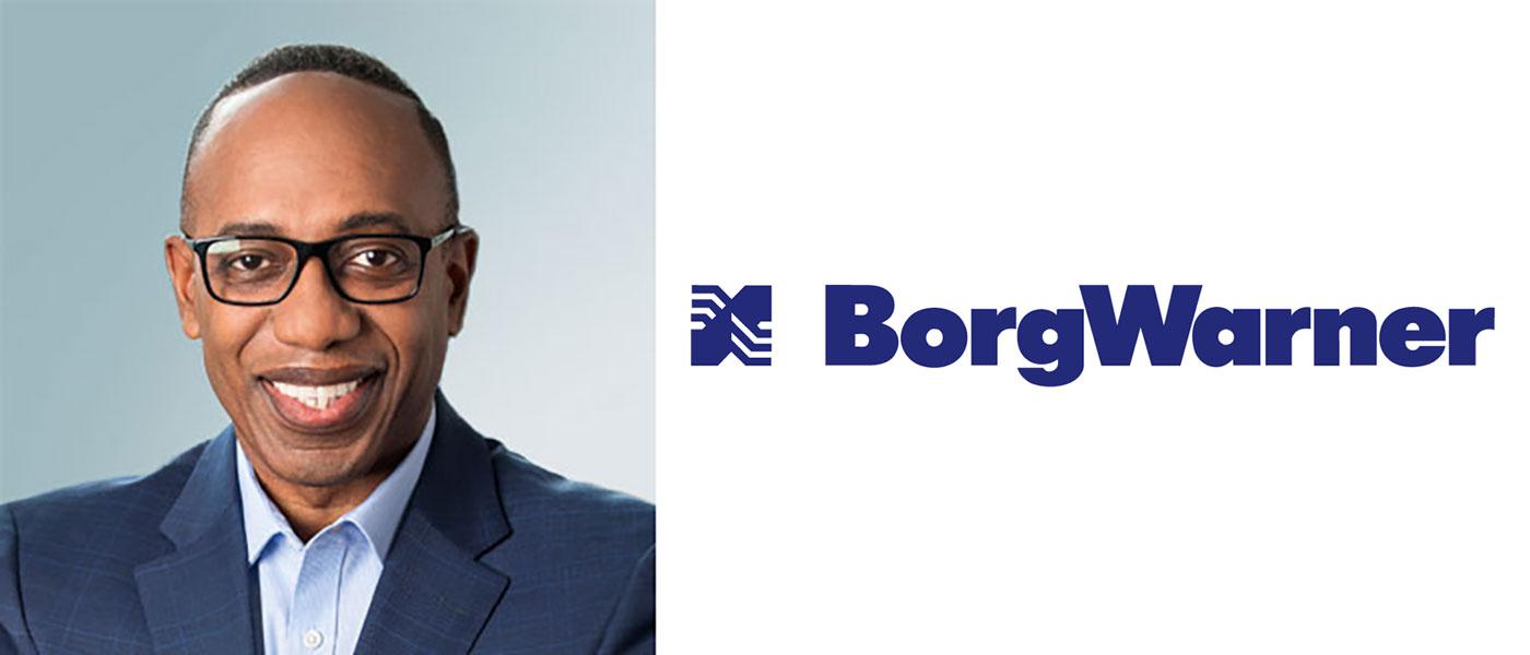 Headshot of Dr. Shaun E. McAlmont and BorgWarner logo