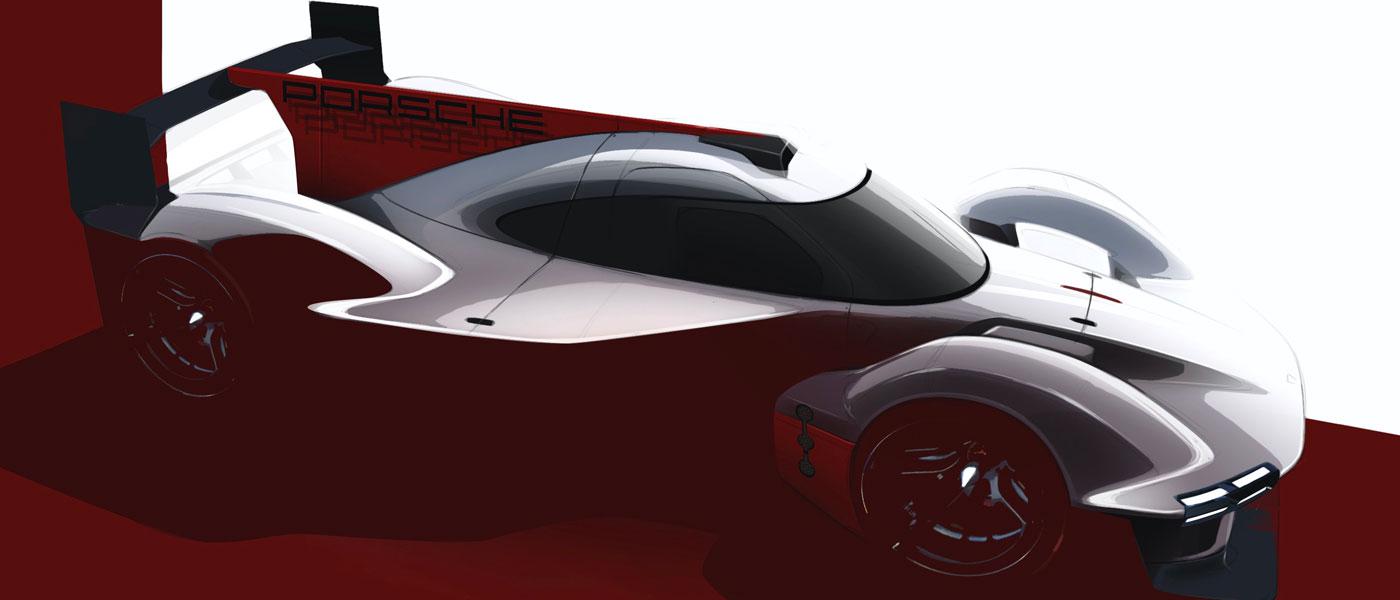 Graphic of the LMDh prototype, 2020, Porsche AG