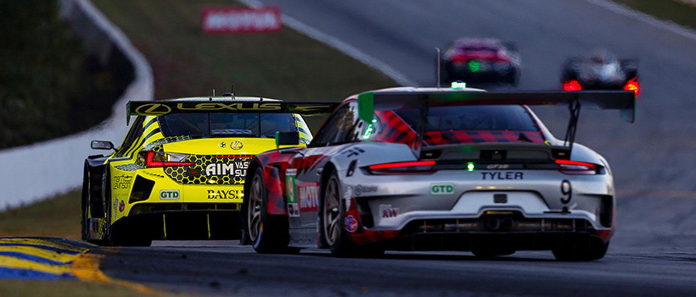 Photo courtesy of IMSA; IMSA competitors on track