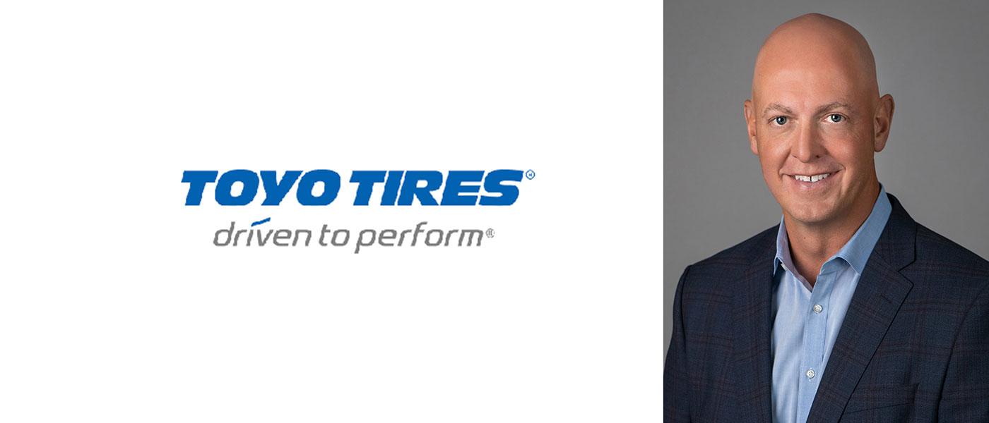 Toyo Tires logo, headshot of John Thomas