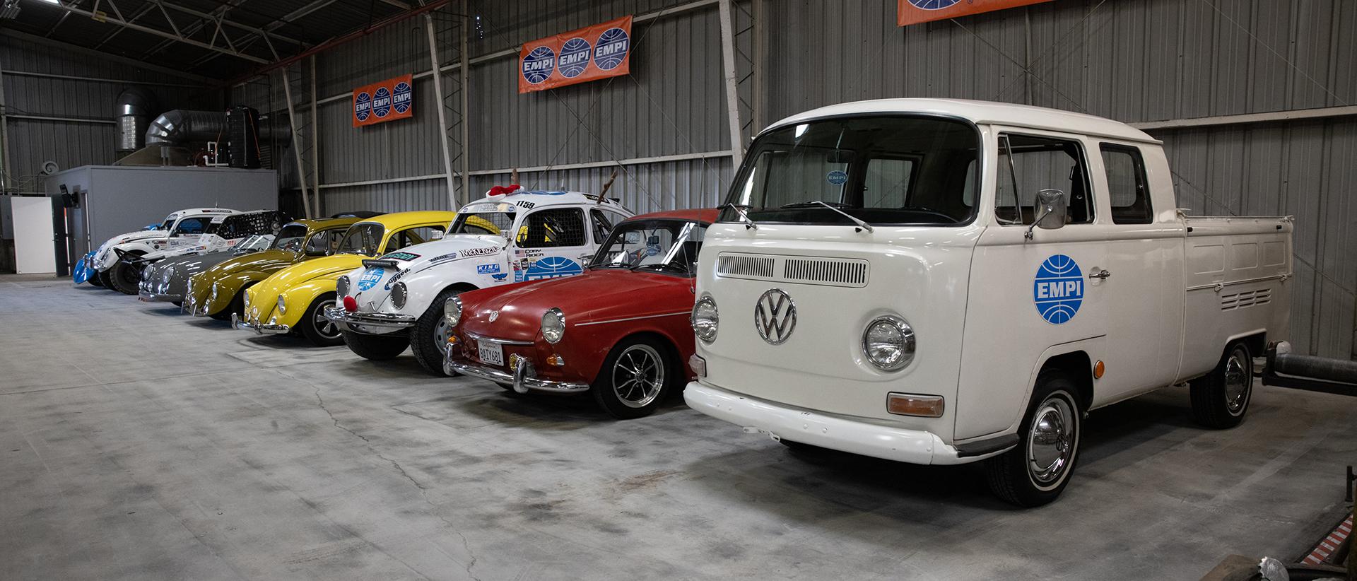 A row of Volkswagen vehicles at EMPI's facility in Anaheim, California