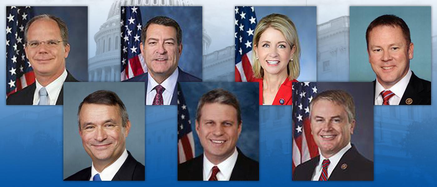 US Representatives Brett Guthrie (R-KY), Mark Green (R-TN), Mary Miller (R-IL), Warren Davidson (R-OH), Don Bacon (R-NE), Bill Huizenga (R-MI), and James Comer (R-KY).