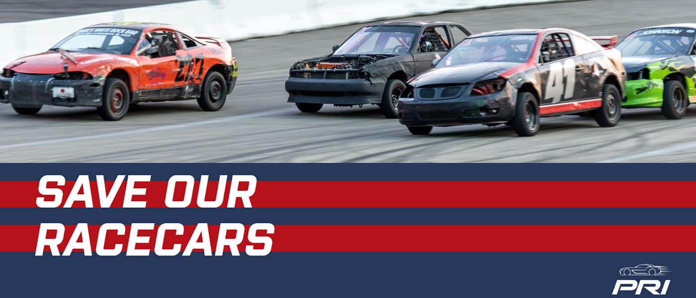 6shooters on track at Madison Int'l Speedway. SaveOurRaceCars.com Championship Night logo