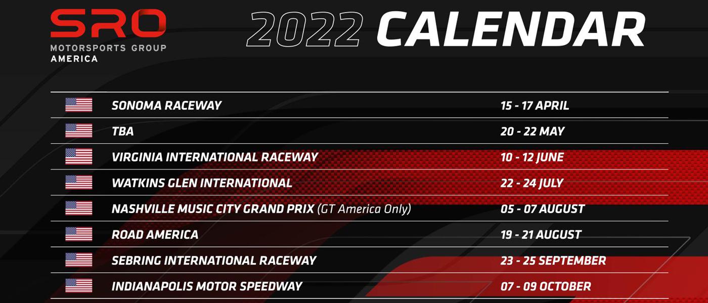 SRO America Series 2022 calendar