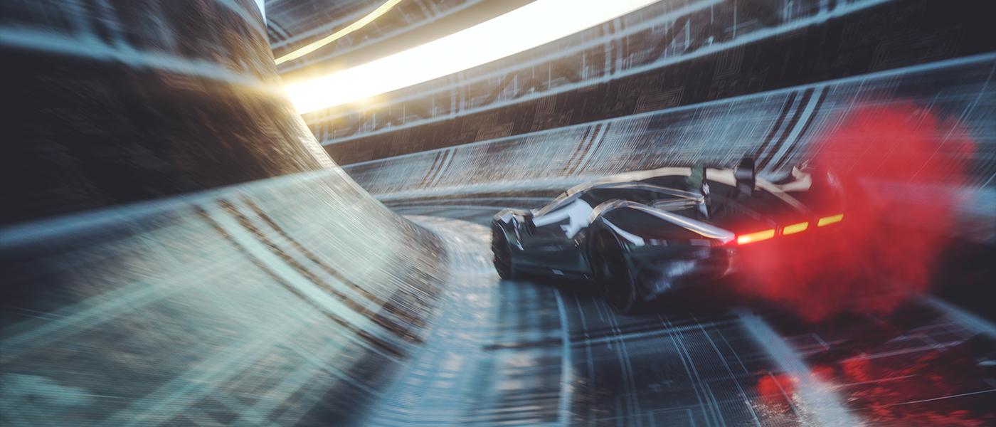 One car on track, with exhaust. Maximize Your Vehicle’s Horsepower With A Custom Manufactured Exhaust System
