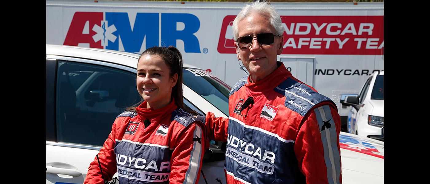 Photo of Dr. Julia Vaizer, left, and Dr. Geoffrey Billows courtesy of IndyCar