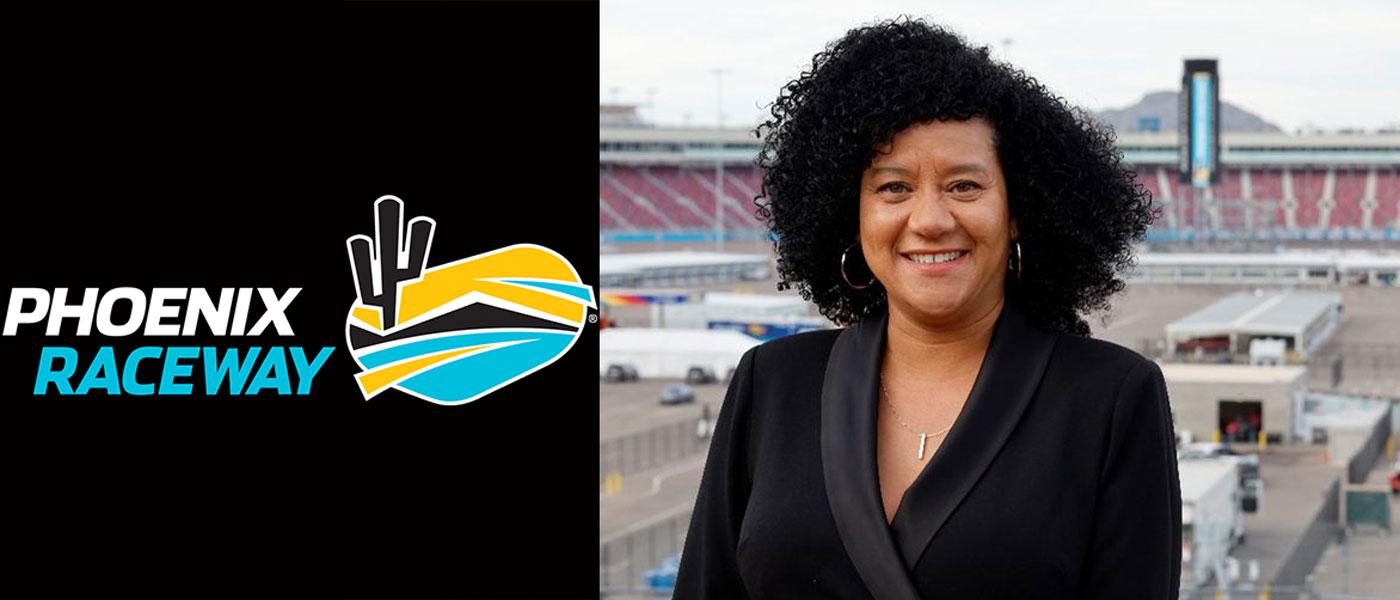 Phoenix Raceway logo, Latasha Causey headshot