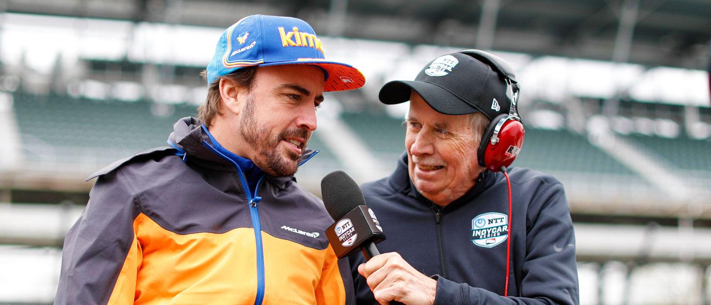Fernando Alonso, left, and the late Robin Miller, right