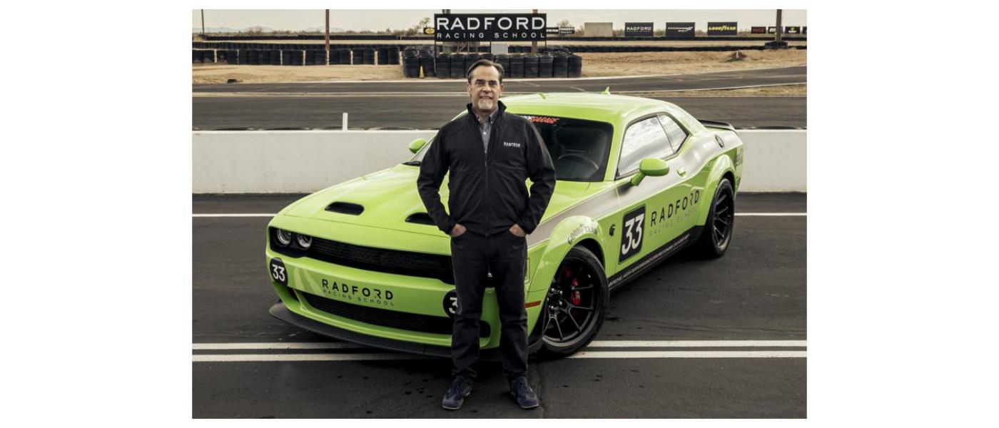 Mark Valentino at the Radford Racing School race track with Dodge SRT