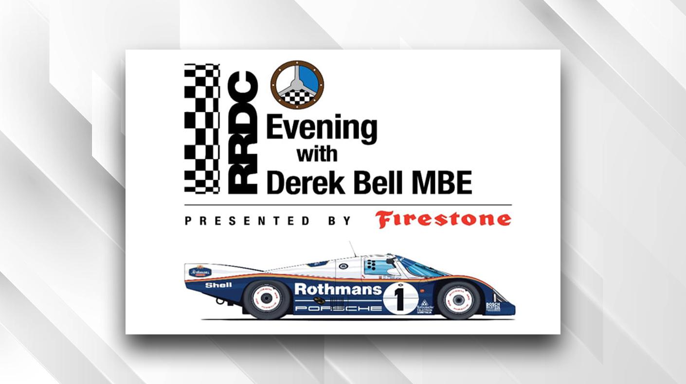 A graphic for the RRDC Evening With Derek Bell MBE