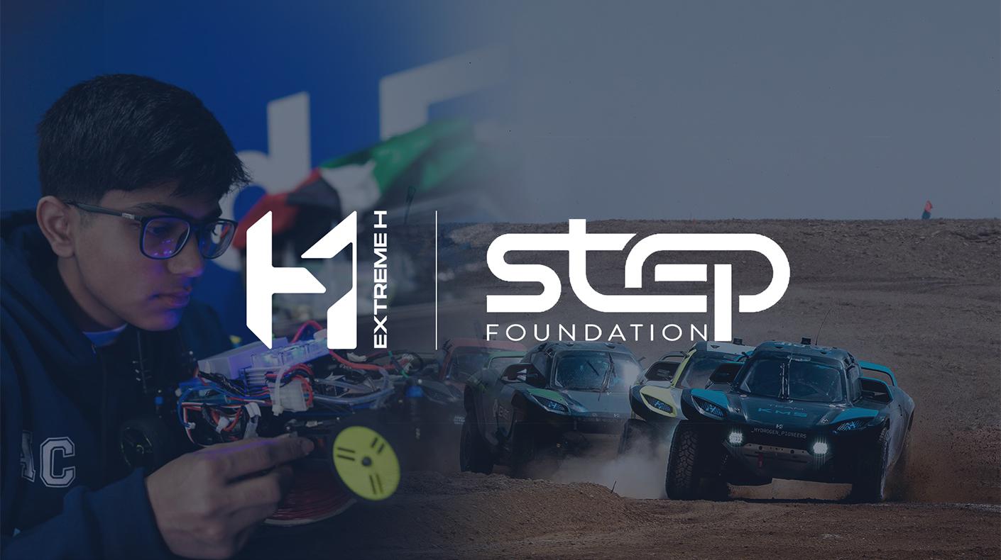 Extreme H and the Step Foundation logos over images of off-road and RC racing.