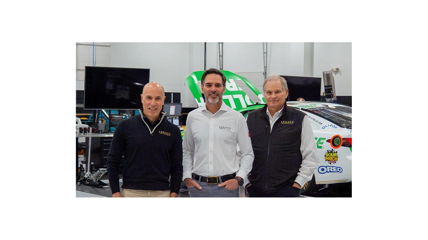 Legacy Motor Club Michael Guttilla, Jimmie Johnson and Cal Wells.