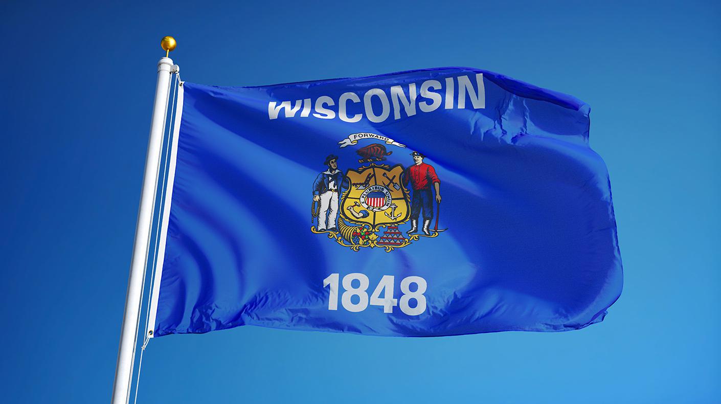 A photo of the Wisconsin state flag.