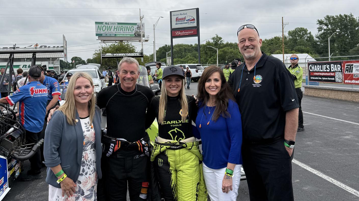 (From left to right) Ohio State Representative Kellie Deeter, Top Fuel Racer Clay Millican, Top Fuel Racer Maddi Gordon, Ohio State Senator Theresa Gavarone, Ohio State Representative Gary Click.