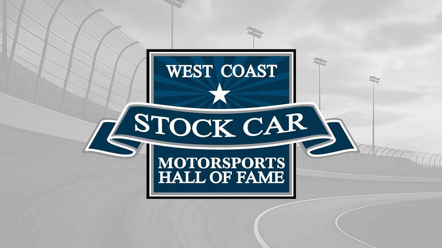 West Coast Stock Car Motorsports Hall of Fame logo over the photo of a track.