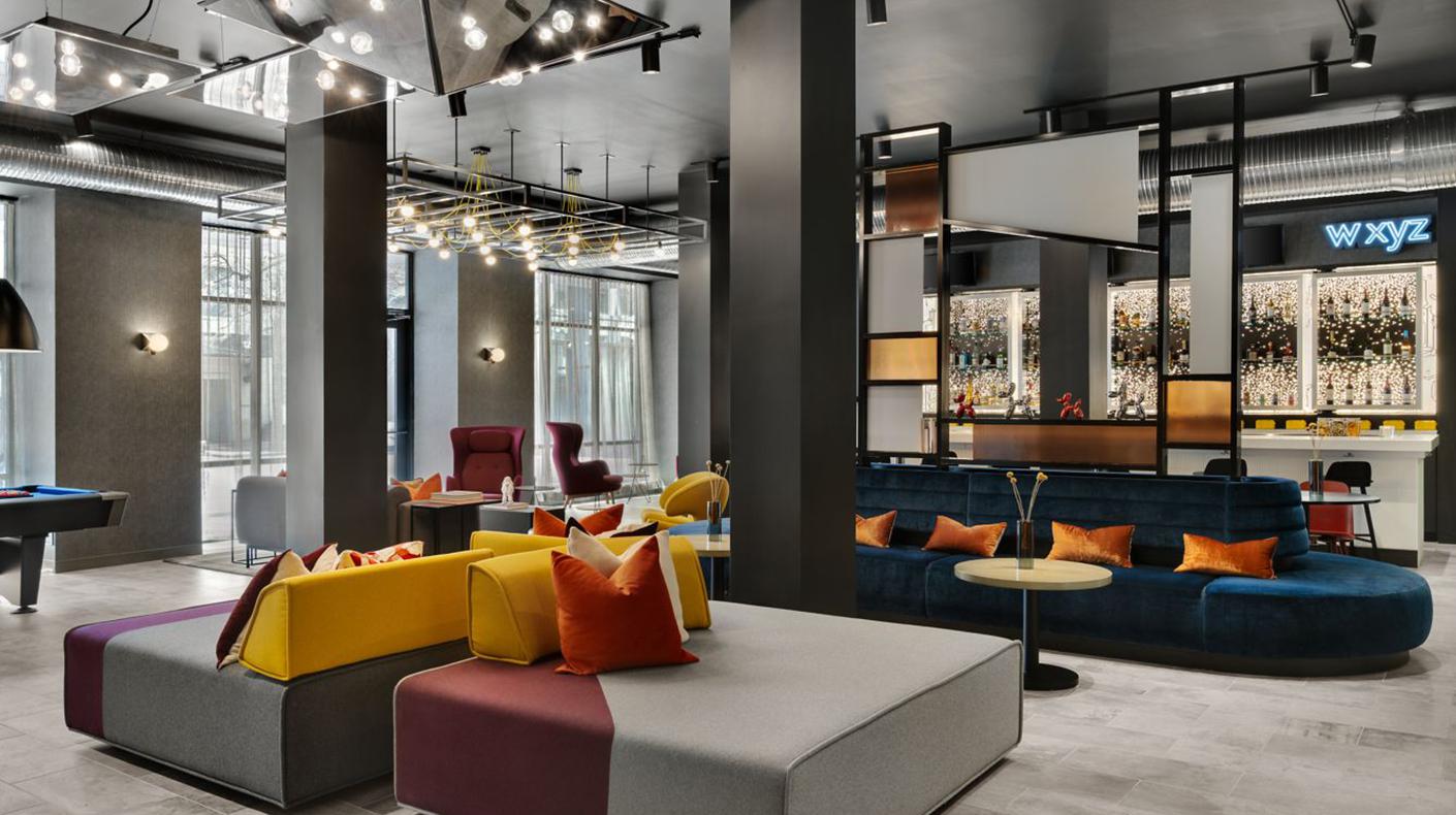 Aloft Indianapolis Downtown lobby.