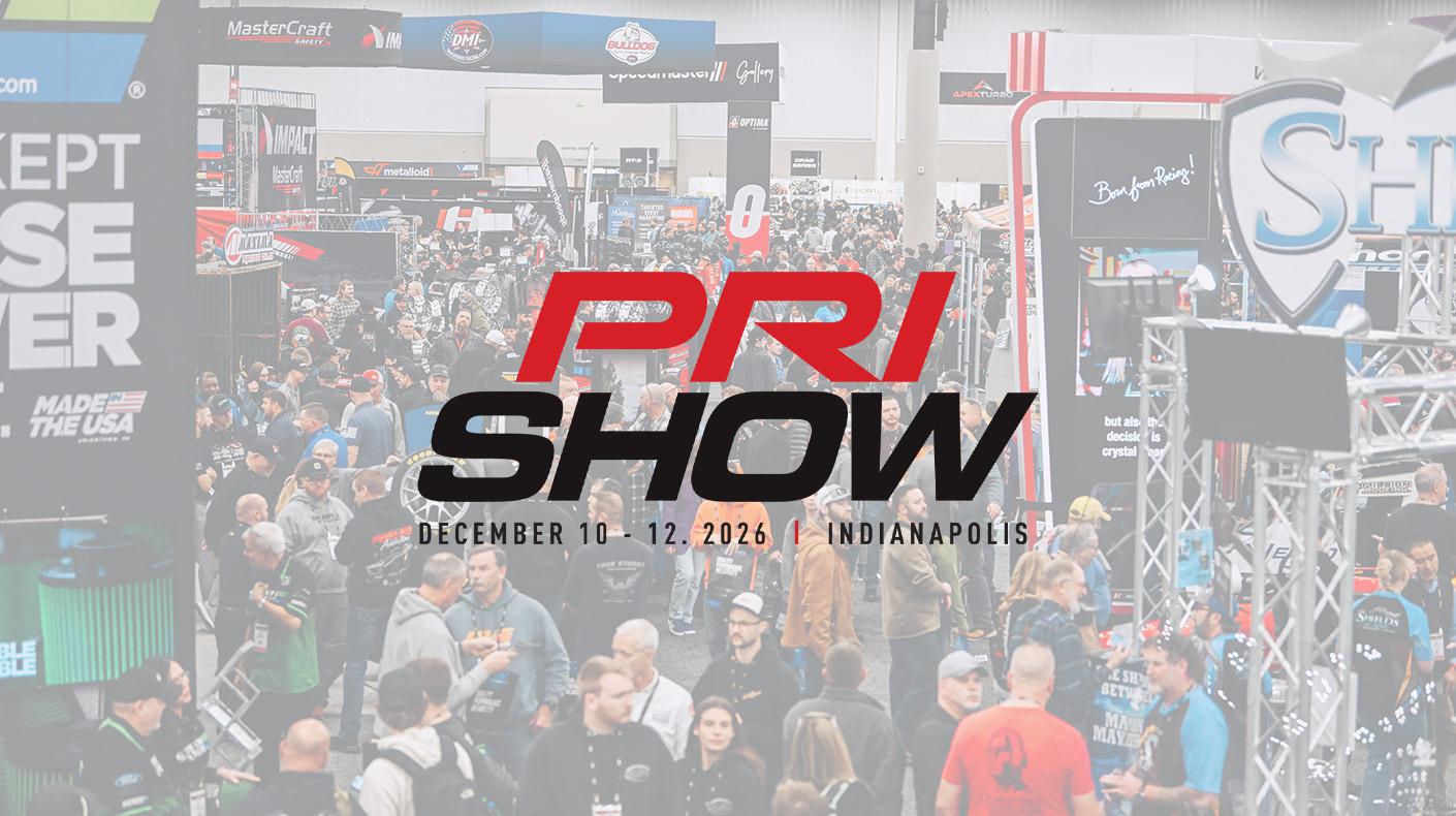PRI Show logo overlaid trade show floor