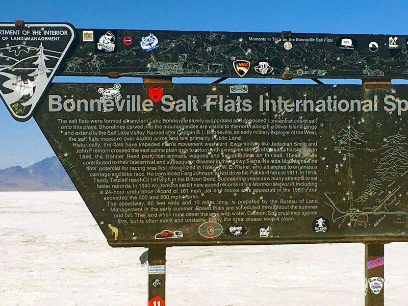 Bonneville Salt Flats International Speedway sign