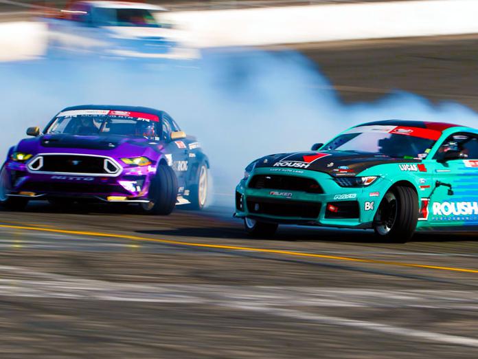Formula DRIFT cars at Irwindale Speedway in 2019