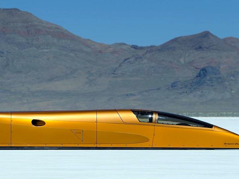 Speed Demon 715 piston-powered landspeed vehicle at Bonneville Salt Flats