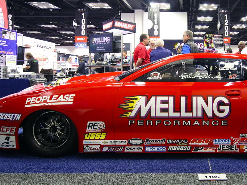Melling Performance drag race vehicle at the 2019 PRI Trade Show in Indianapolis