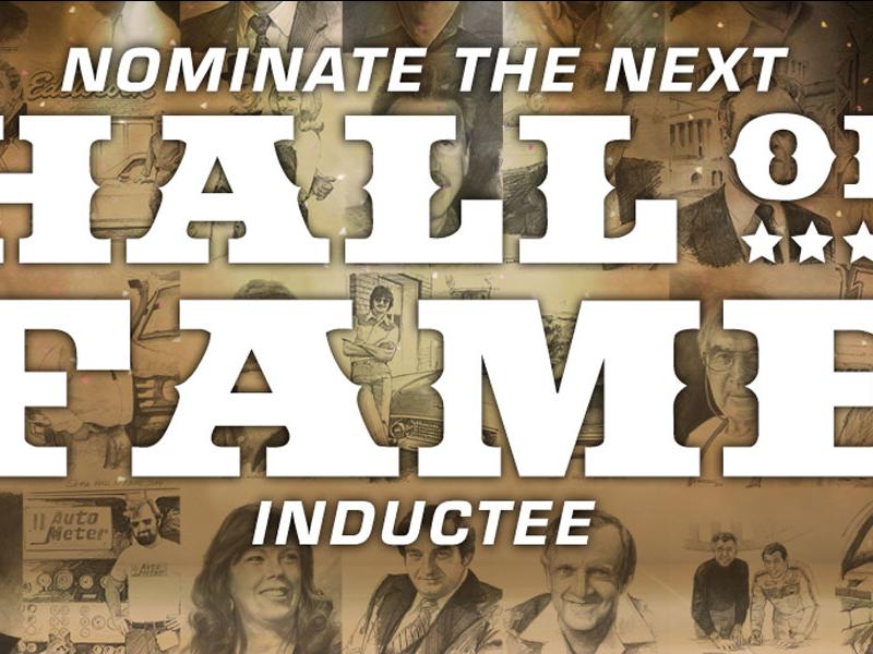 "Nominate The Next Hall Of Fame Inductee" overlaid images of past inductees