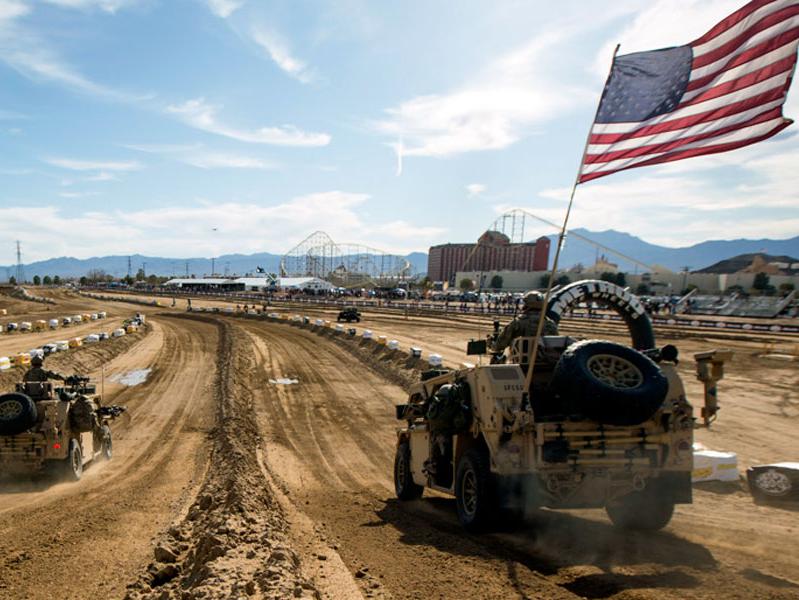 Mint 400 Military Challenge, two military vehicles on track