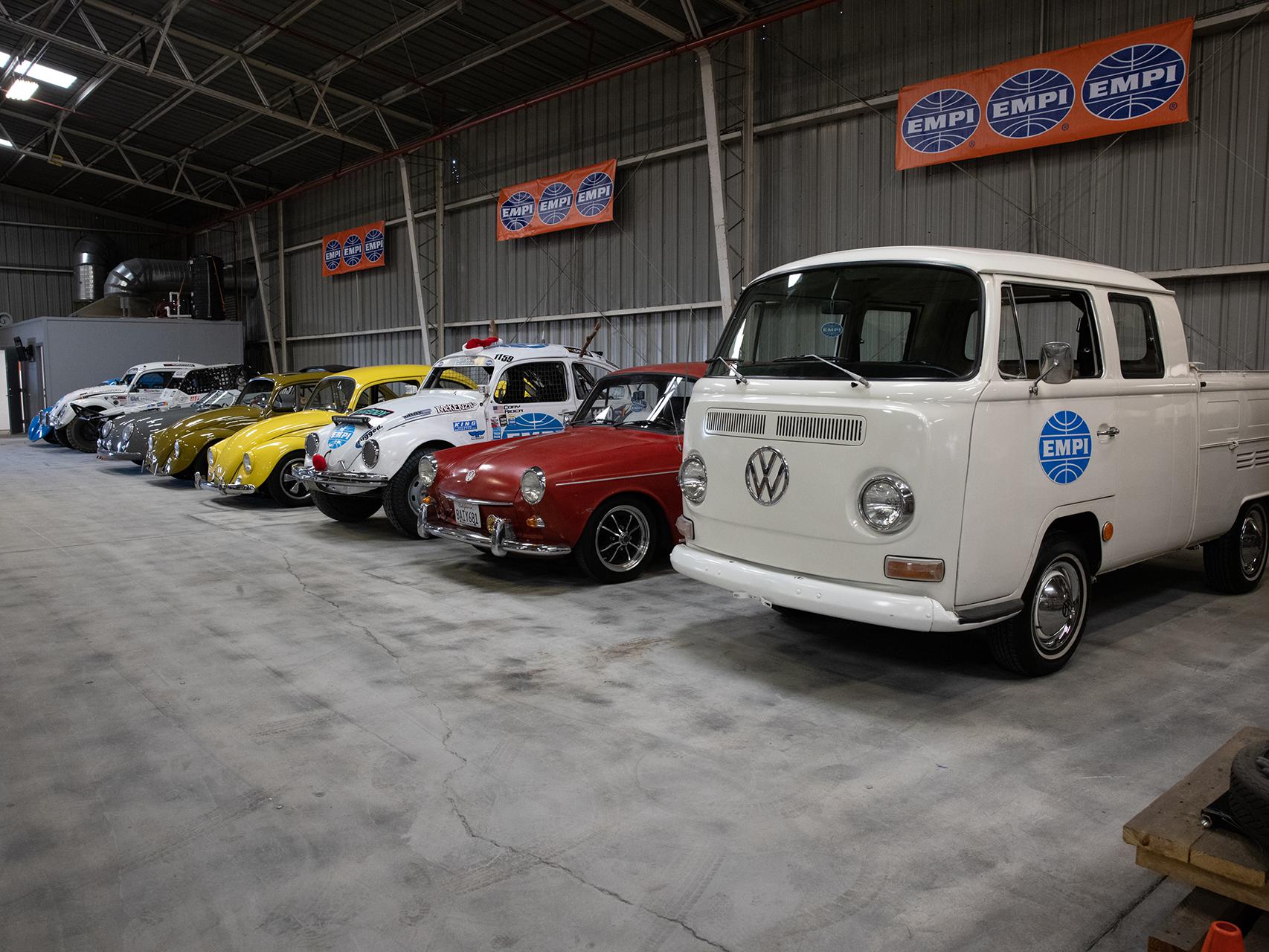 A row of Volkswagen vehicles at EMPI's facility in Anaheim, California