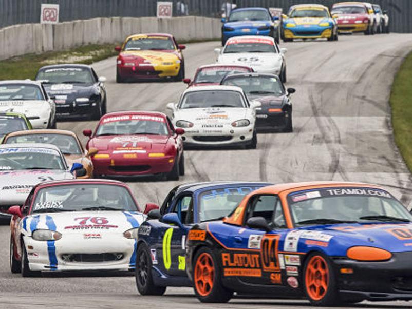 race cars on track