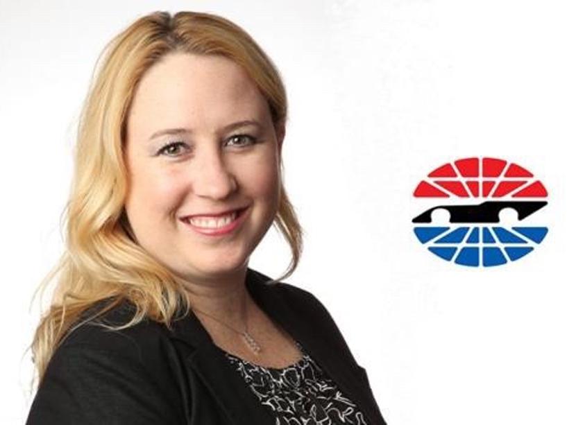 Ellen Stallcup headshot, Texas Motor Speedway logo