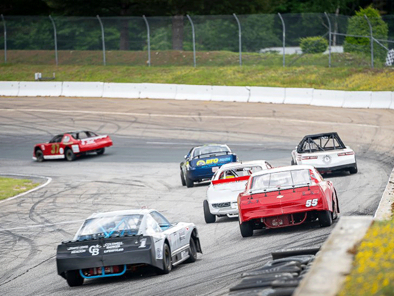 Stock cars on track. Photo courtesy of Erik Tavares, ACT