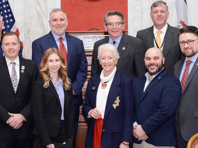 Bottom row: WV Senator Ben Queen, WV Senator Mark Maynard, Kiley Chapley (SEMA/PRI), Laura Bowman (WV Motorsports Committee), Jared Frederick (Summit Point Motorsports Park), Christian Robinson (SEMA/PRI). Top row: Tim Cotter (MX Sports), Jeff Johnson (Summit Point Motorsports Park), Tom Deery (PRI), Edwin Pardue (Summit Point Motorsports Park).