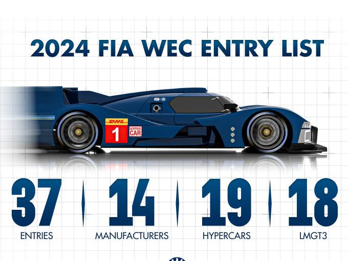 A WEC Hypercar with the number of entries listed