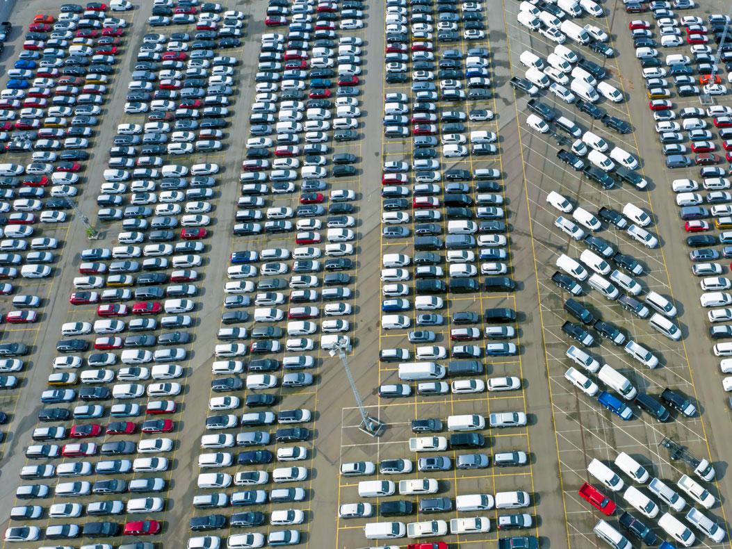 automobiles in parking lot for tariffs story. courtesy of Shutterstock