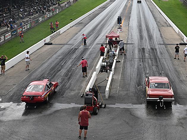 An image of a drag strip starting line and the NHRA National Hot Rod Reunion Beech Bend Raceway Park logo.