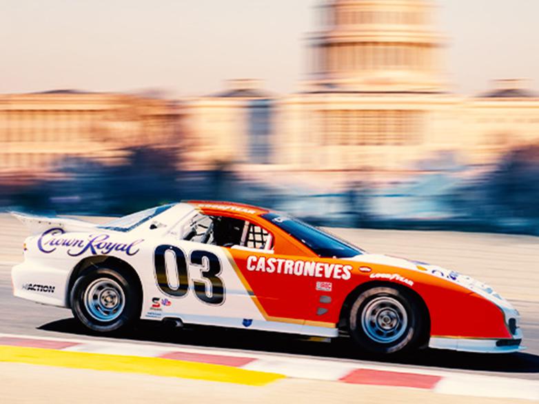 IROC car in front of the U.S. Capitol.