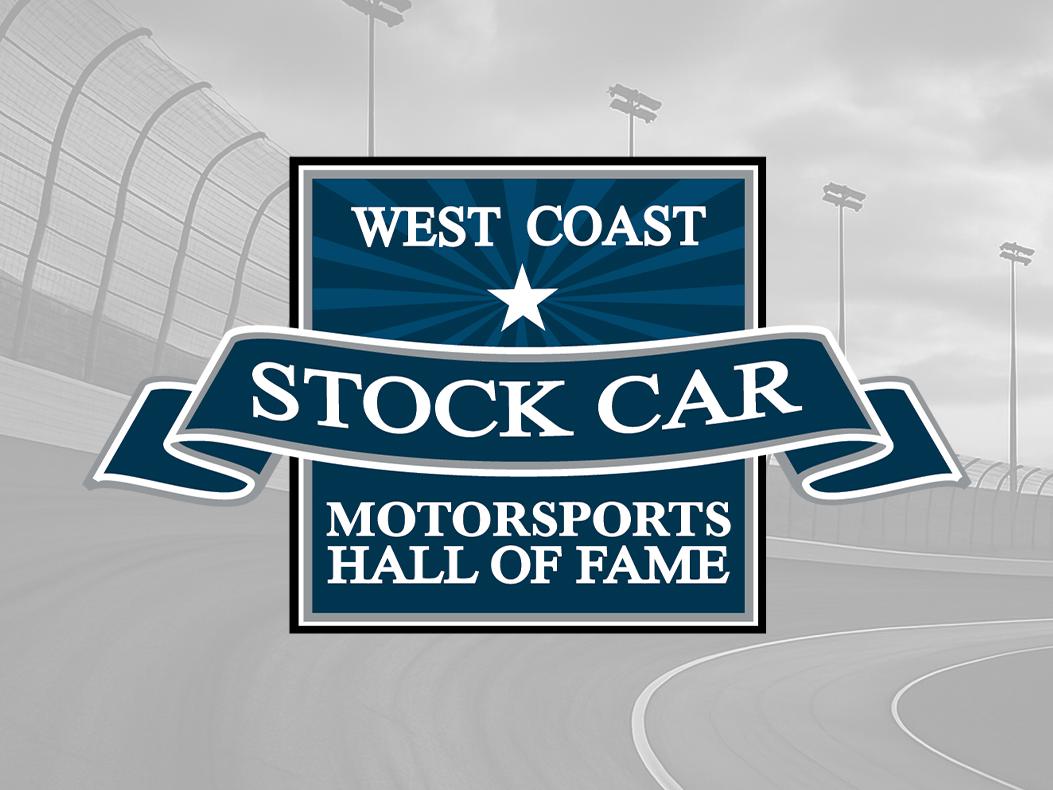 West Coast Stock Car Motorsports Hall of Fame logo over the photo of a track.