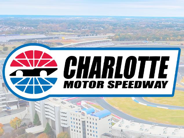 Charlotte Motor Speedway logo and Fickenscher headshot.
